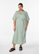 Ankle-length shirt dress with tie belt and stripes, Green, Model image number 0