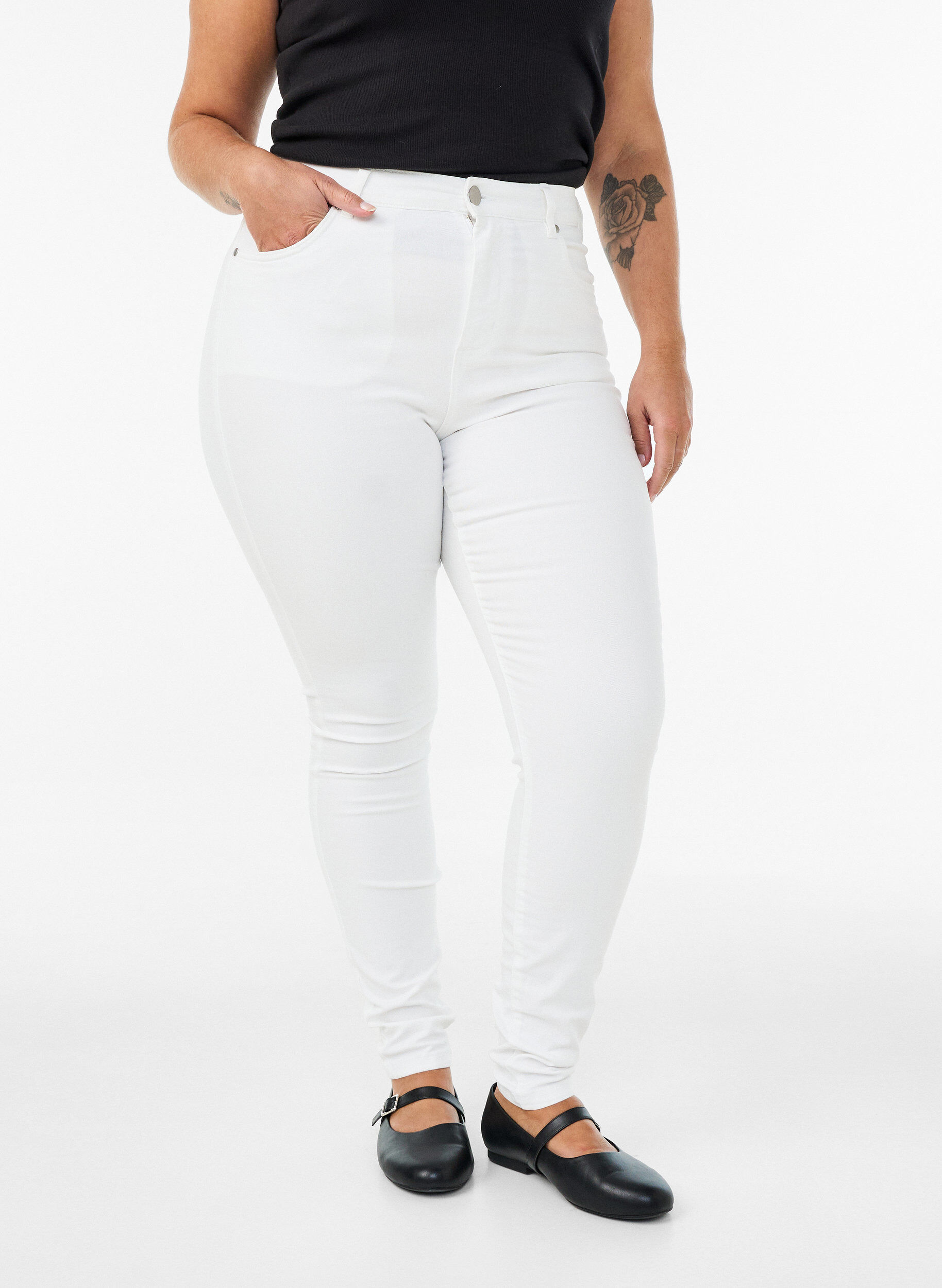 ZizzifashionAmy high-waisted super slim fit jeans, White, Model image number 2