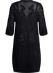Knitted dress with openwork pattern and 3/4 sleeves, Black, Packshot image number 1
