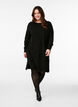 Knitted dress with a round neck and knitted pattern, Black, Model image number 1