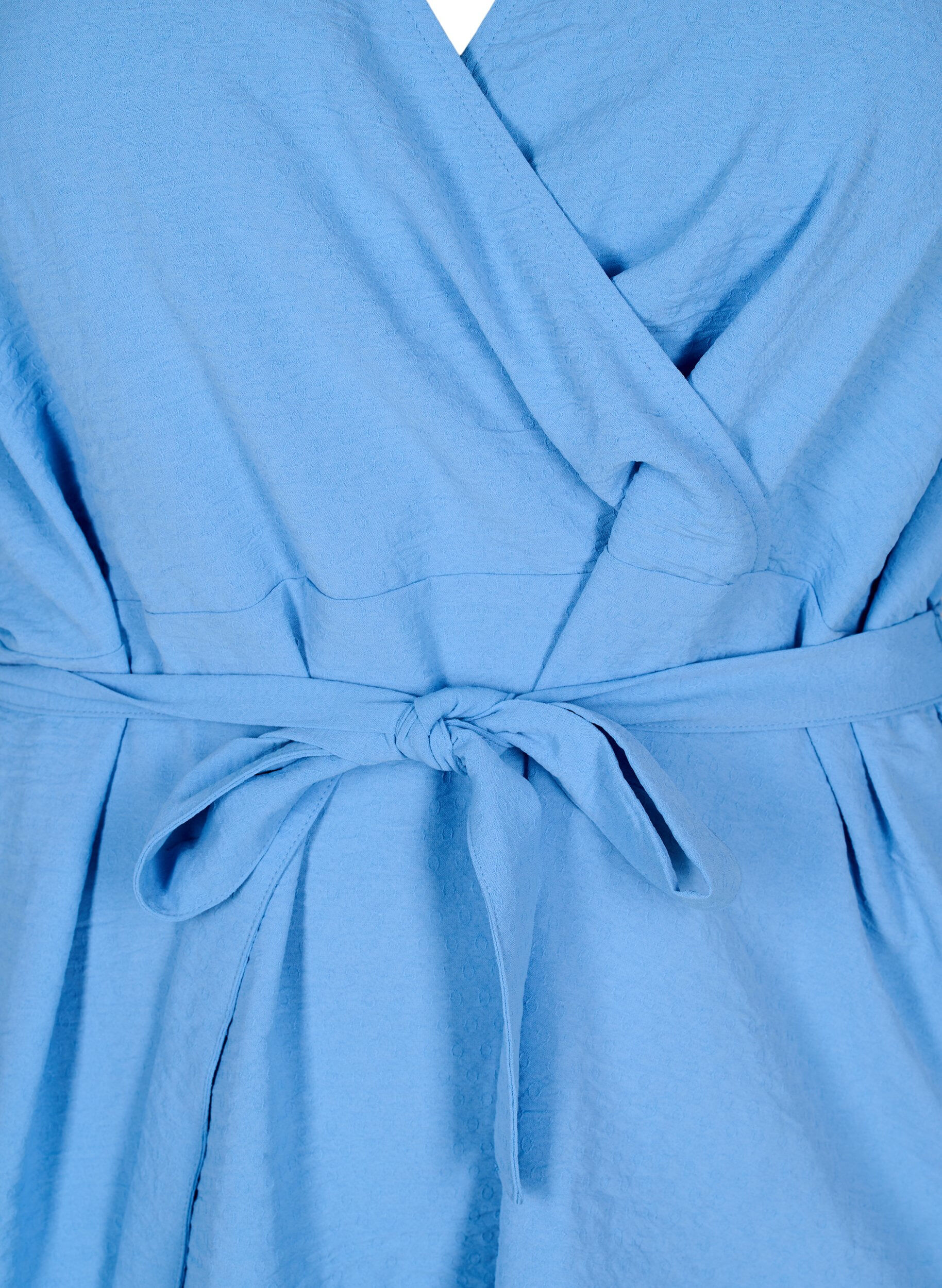 Zizzifashion Long-sleeved wrap blouse with tie fastening, Light Blue, Packshot image number 2