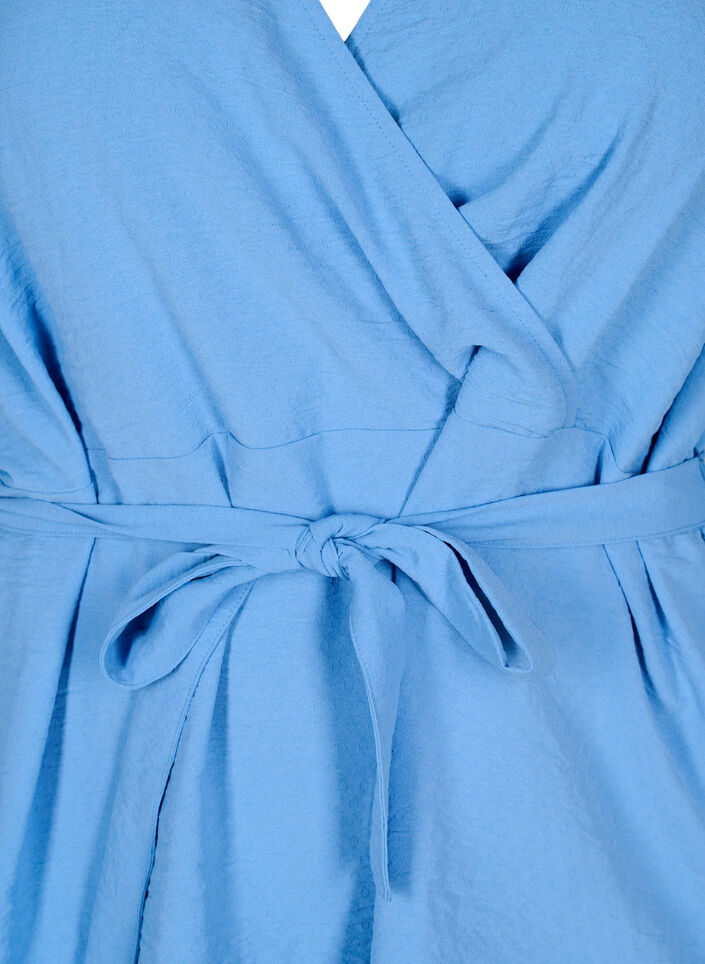 Long-sleeved wrap blouse with tie fastening, Light Blue, Packshot image number 2