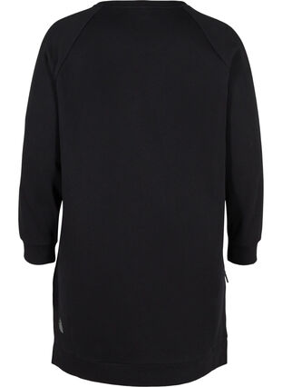 Sweat dress with pockets and slits, Black, Packshot image number 1