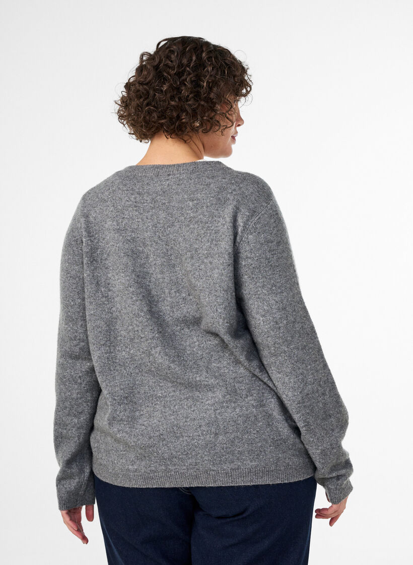 Cardigan with buttons and a rounded front, Grey, Model image number 2