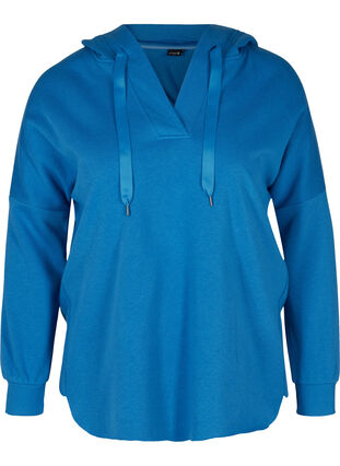 Sweatshirt with hood and slits, Daphne Blue, Packshot image number 0