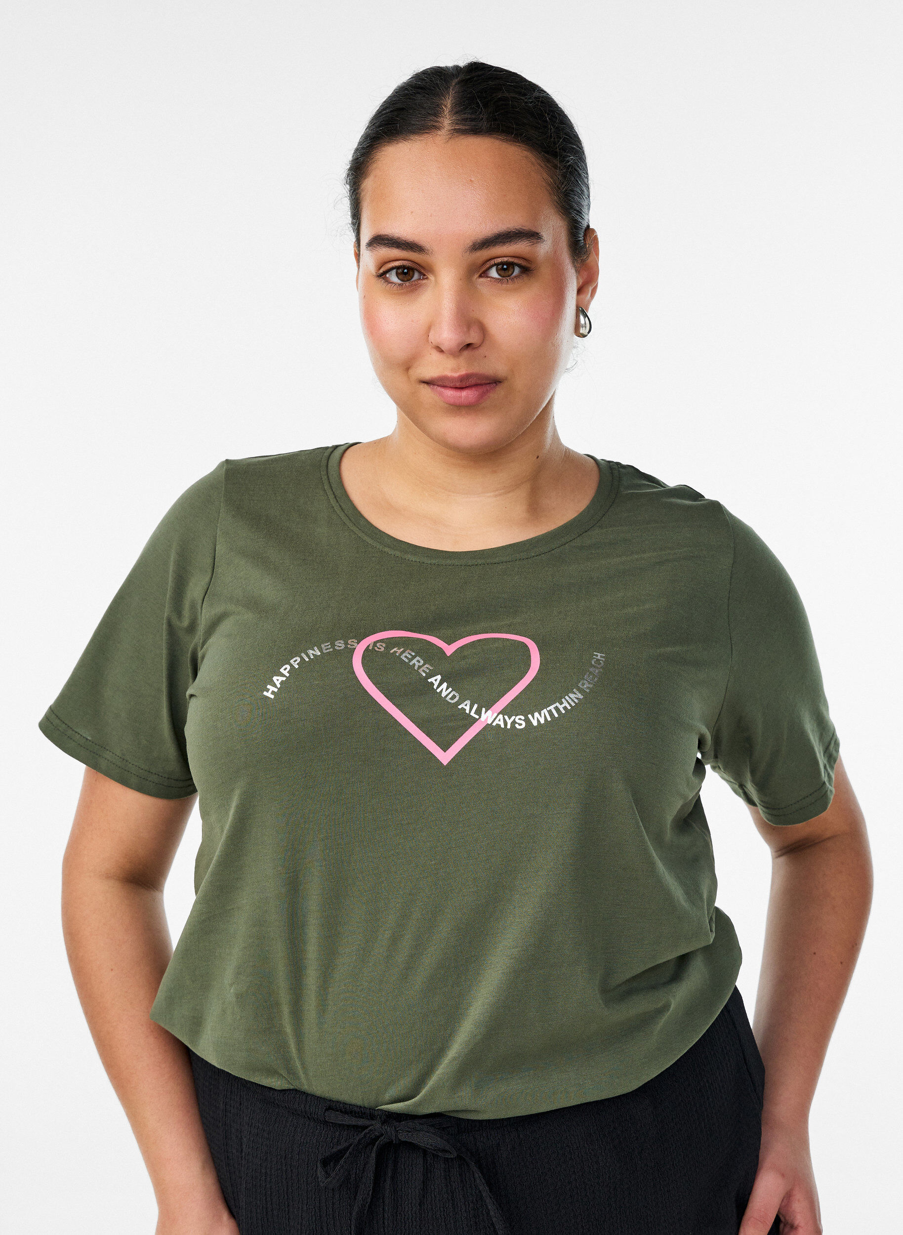 T-shirt with motif, Green, Model