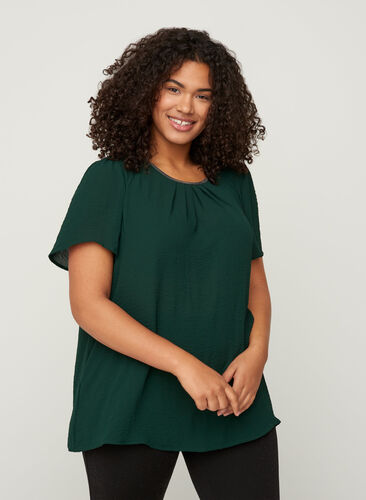 Plain, short-sleeved blouse, Pine Grove, Model image number 0