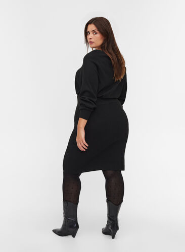 Close-fitting knitted skirt, Black, Model image number 1