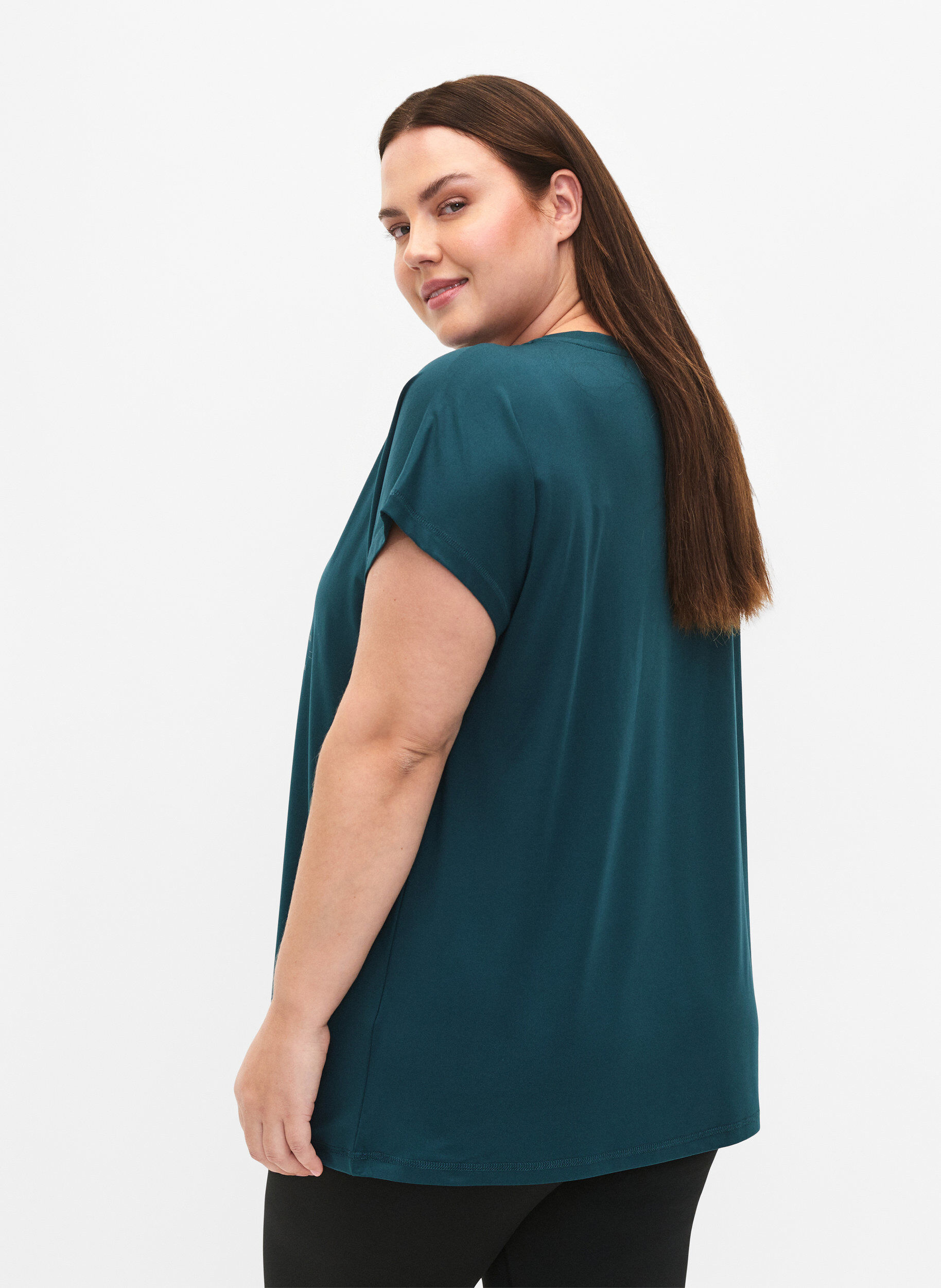 Zizzifashion Short-sleeved training T-shirt with print, Deep Teal/Pacific, Model image number 1