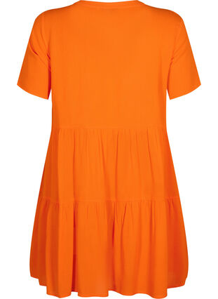 Short-sleeved viscose dress with A-line cut, Exuberance, Packshot image number 1