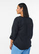 Blouse in cotton muslin with broderie anglaise, Black, Model image number 2