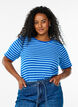 Striped T-shirt with ribbed texture, Light Blue, Model image number 0