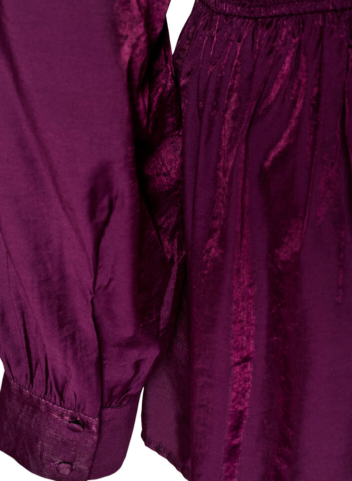 Shiny viscose blouse with peplum effect, Purple, Packshot image number 3