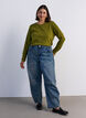 Long-sleeved basic T-shirt with a round neck, Green, Model image number 1