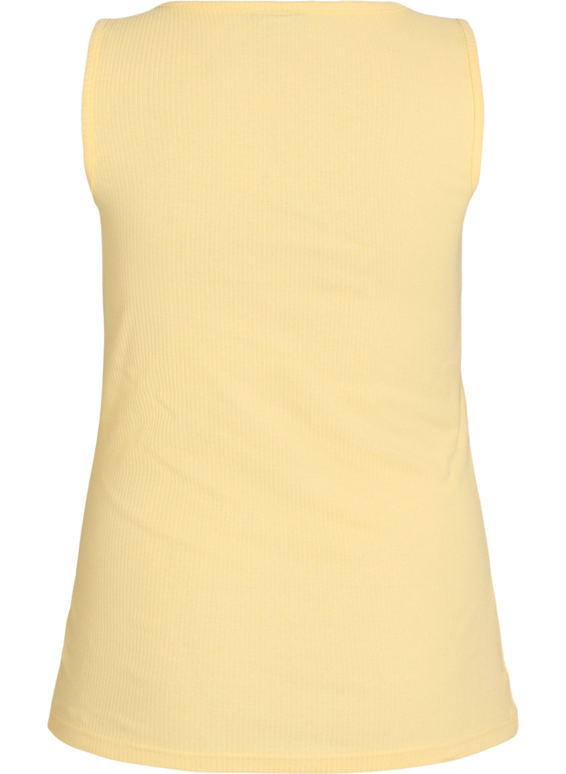 Zizzifashion Slim-fit tank top with rhinestones, Yellow, Packshot image number 1