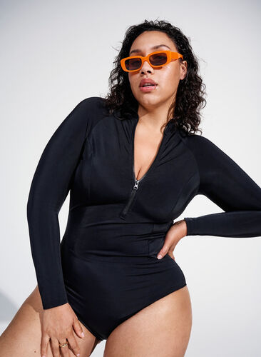 	 Swimsuit with long sleeves, Black, Image image number 0
