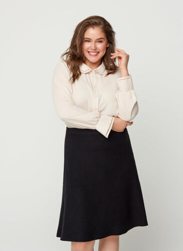 Short A-line skirt, Black, Model image number 0
