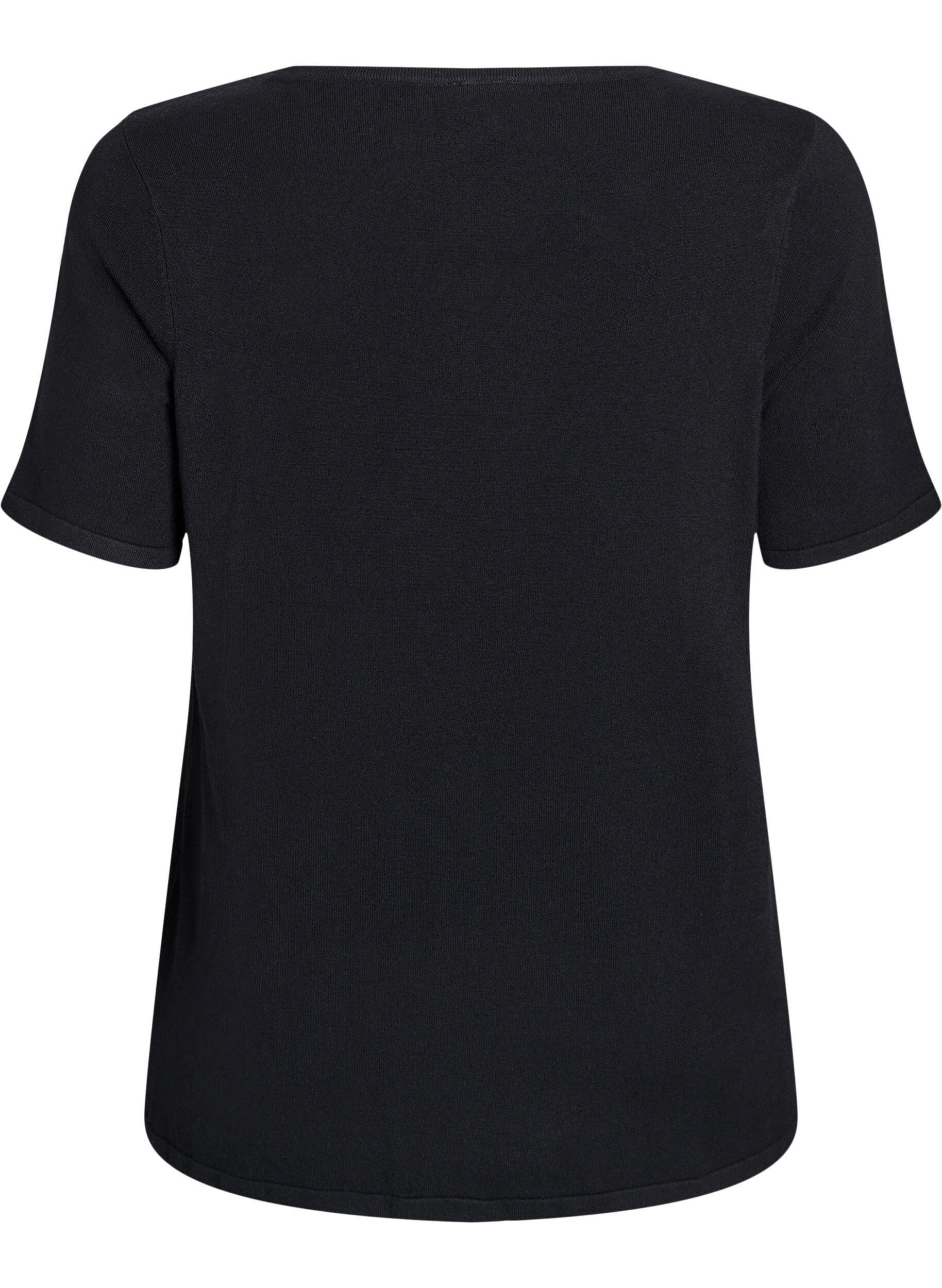 Zizzifashion Short-sleeved knit blouse in viscose, Black, Packshot image number 1