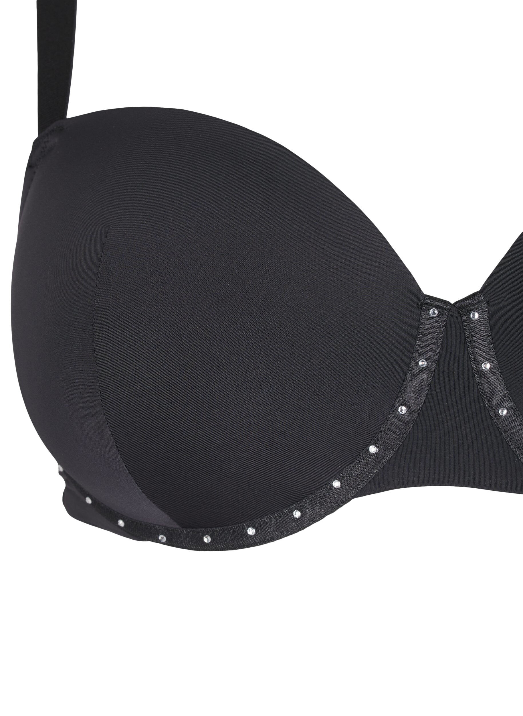 Zizzifashion Moulded bra with rhinestones, Black, Packshot image number 3