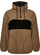 Fleece anorak with hood and contrast panel, Brown, Packshot image number 0