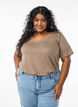 Short sleeve basic t-shirt with v-neck, Brown, Model image number 0