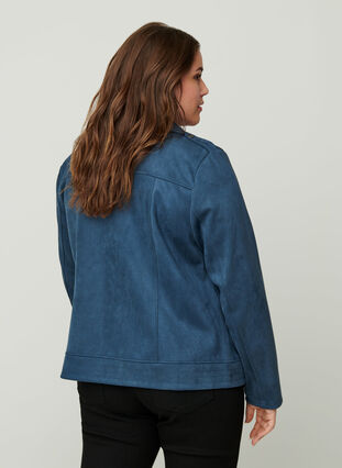 Faux suede jacket with an edgy zip, Dark Slate, Model image number 1