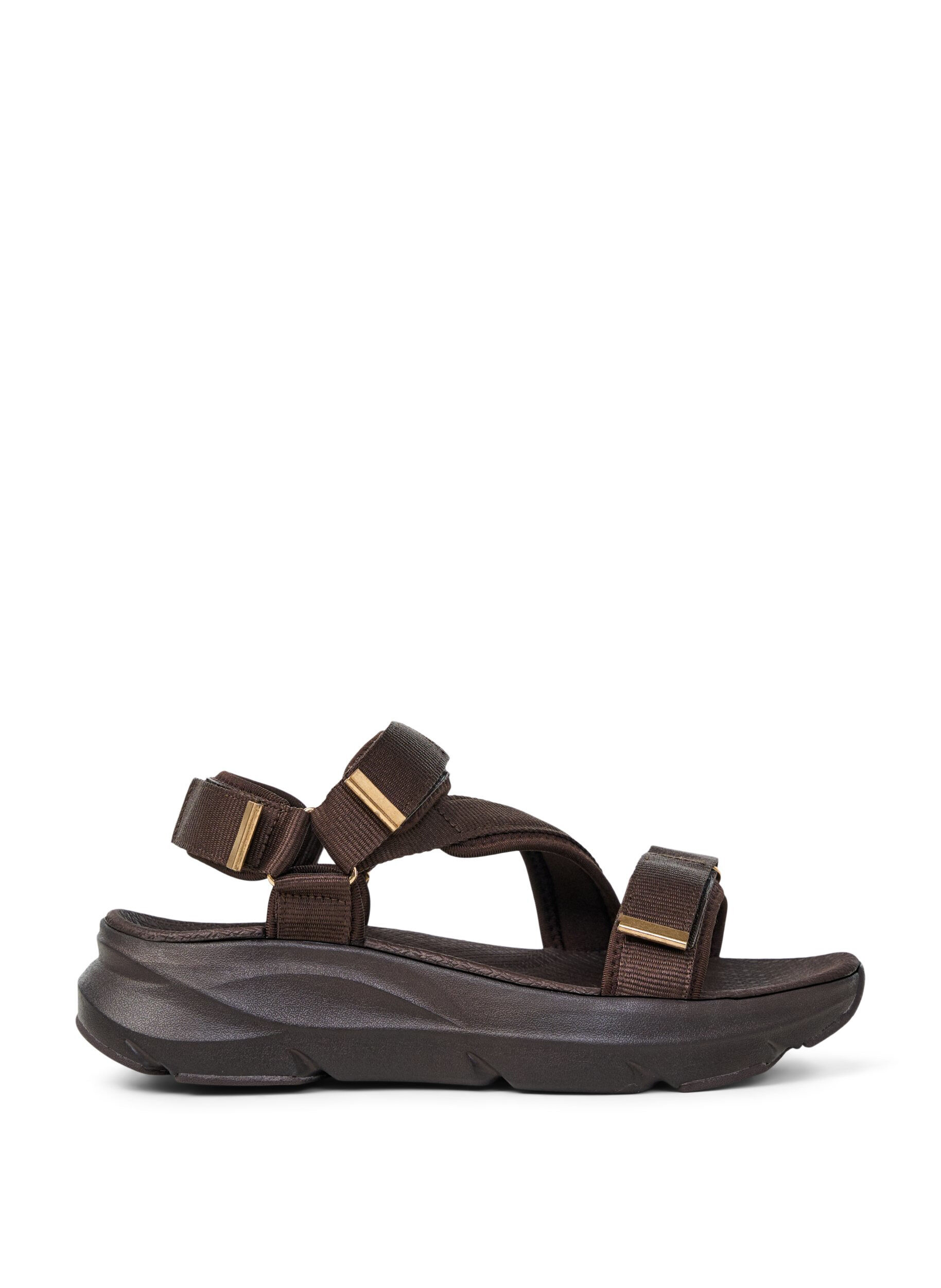 Zizzifashion Comfortable sandal with Velcro and arch support, Brown, Packshot image number 0
