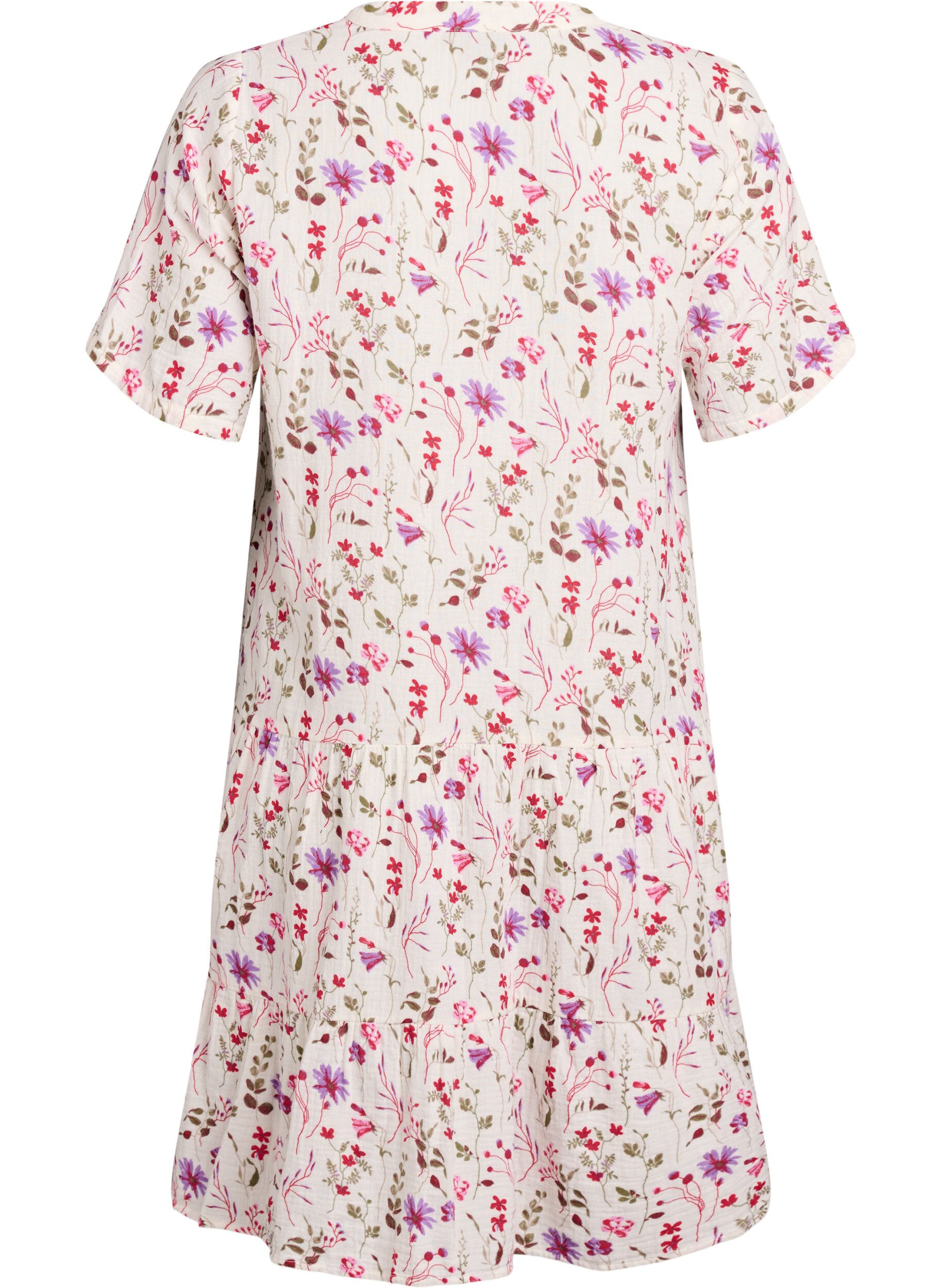 Zizzifashion Short A-line dress in cotton muslin, Beige, Packshot image number 1