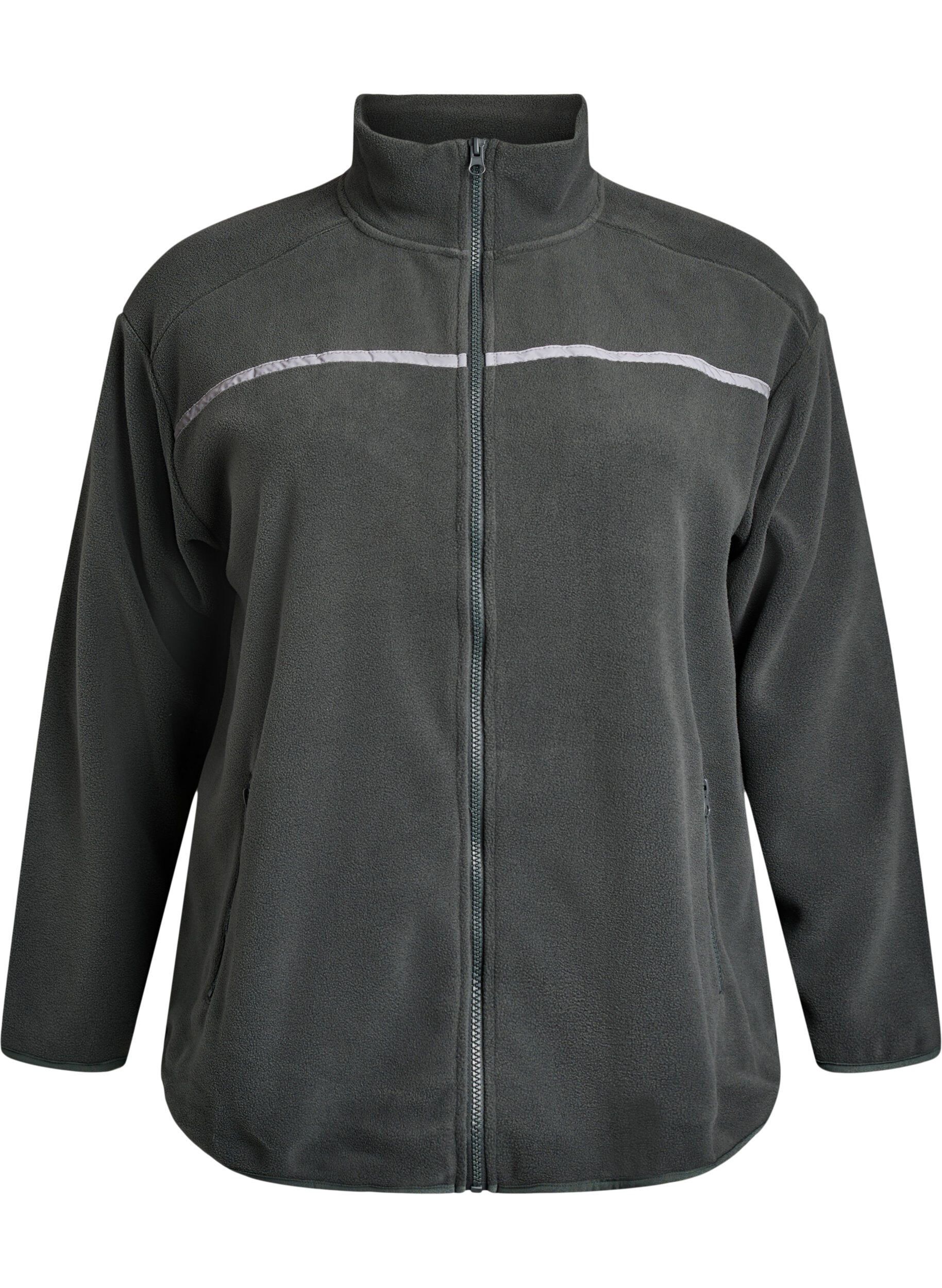 Fleece jacket with zip and reflective tape