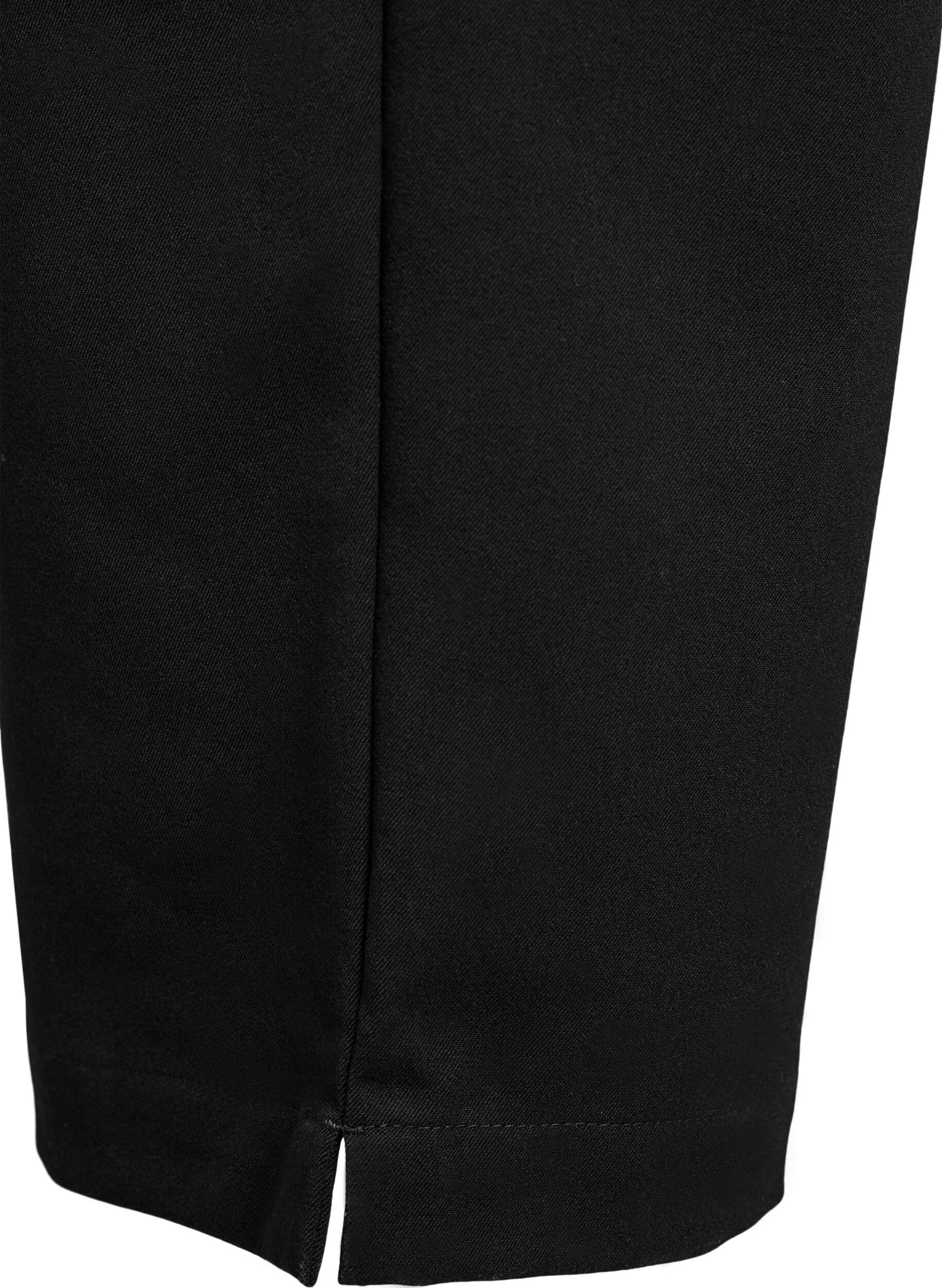 Zizzifashion Trousers with high waist and elastic waistband at back, Black, Packshot image number 4
