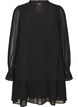 Viscose dress with ruffles and sheer sleeves, Black, Packshot image number 0
