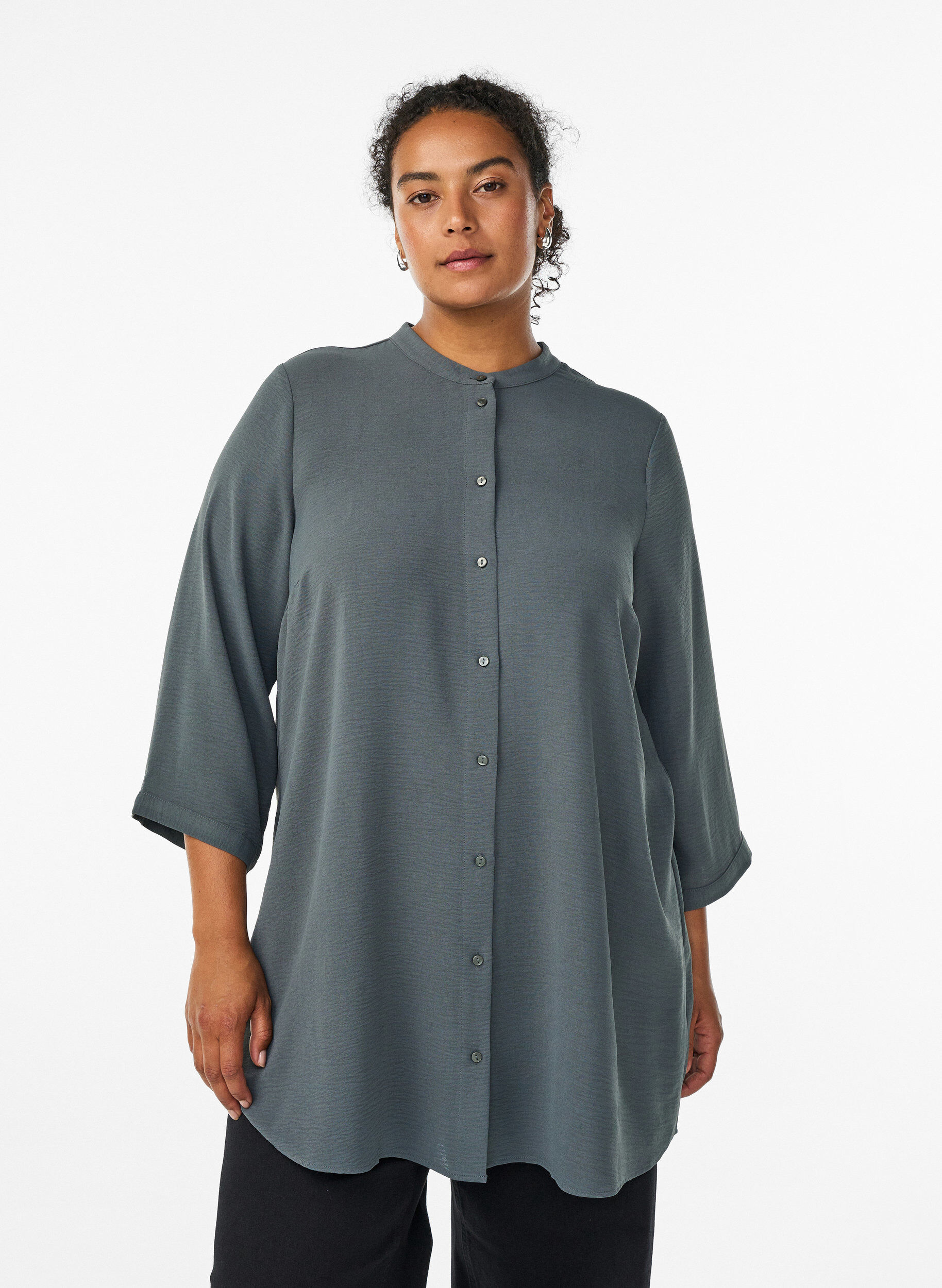 Zizzifashion Tunic with 3/4 sleeves, Green, Model image number 0