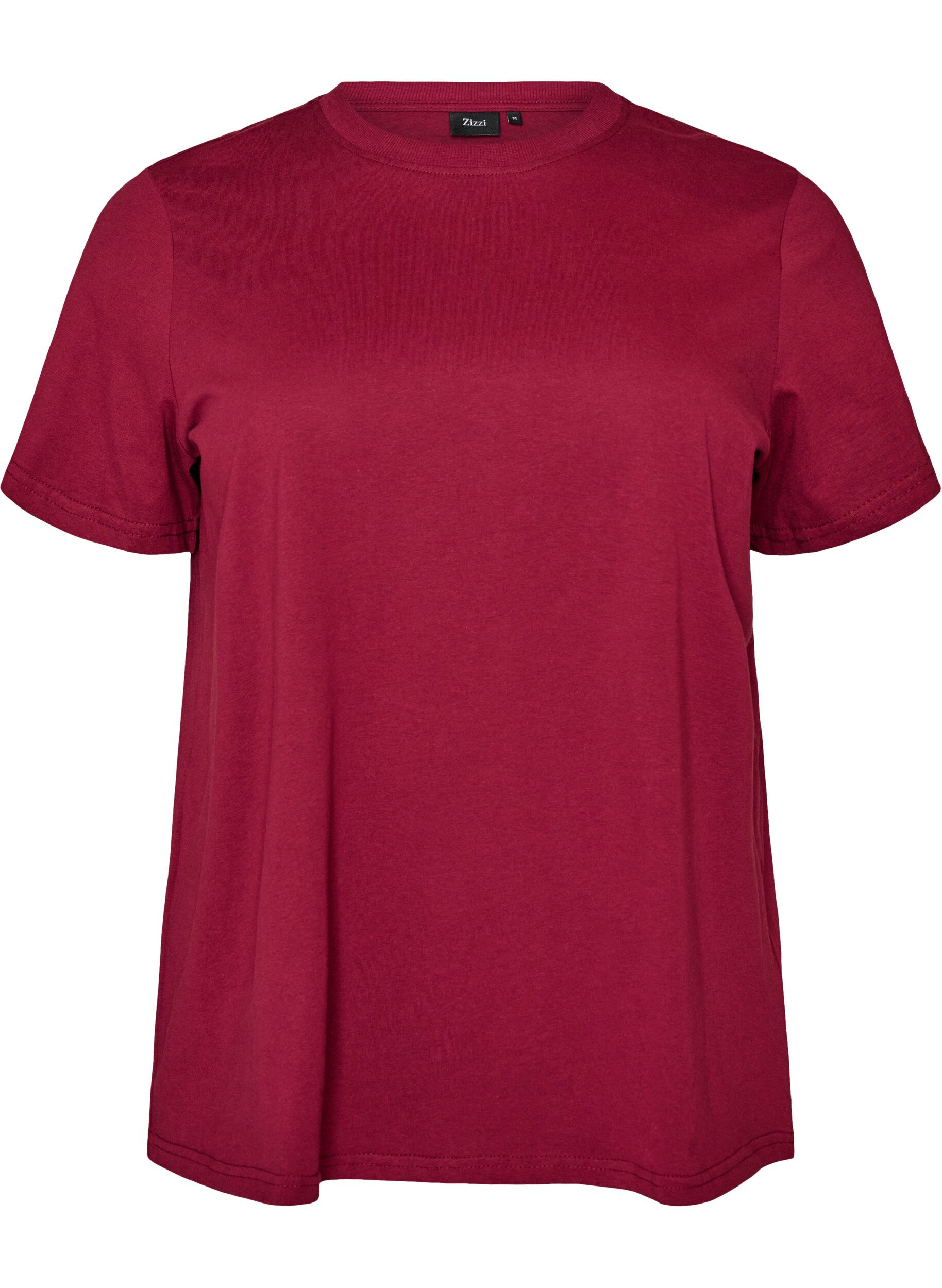 ZizzifashionBasic cotton T-shirt with round neck, Red, Packshot image number 0