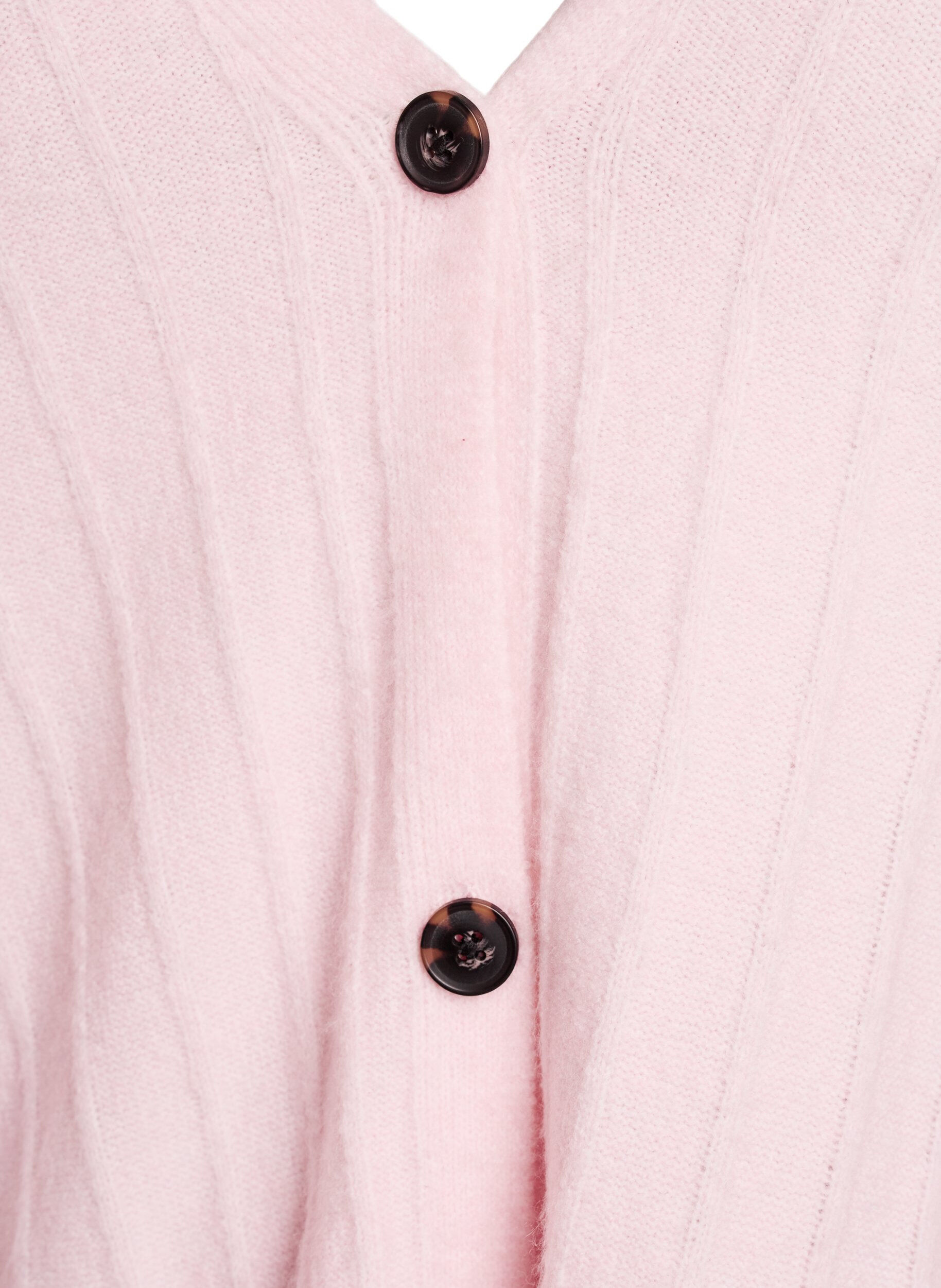 Zizzifashion Cardigan with a ribbed texture and balloon sleeves, Pink, Packshot image number 2