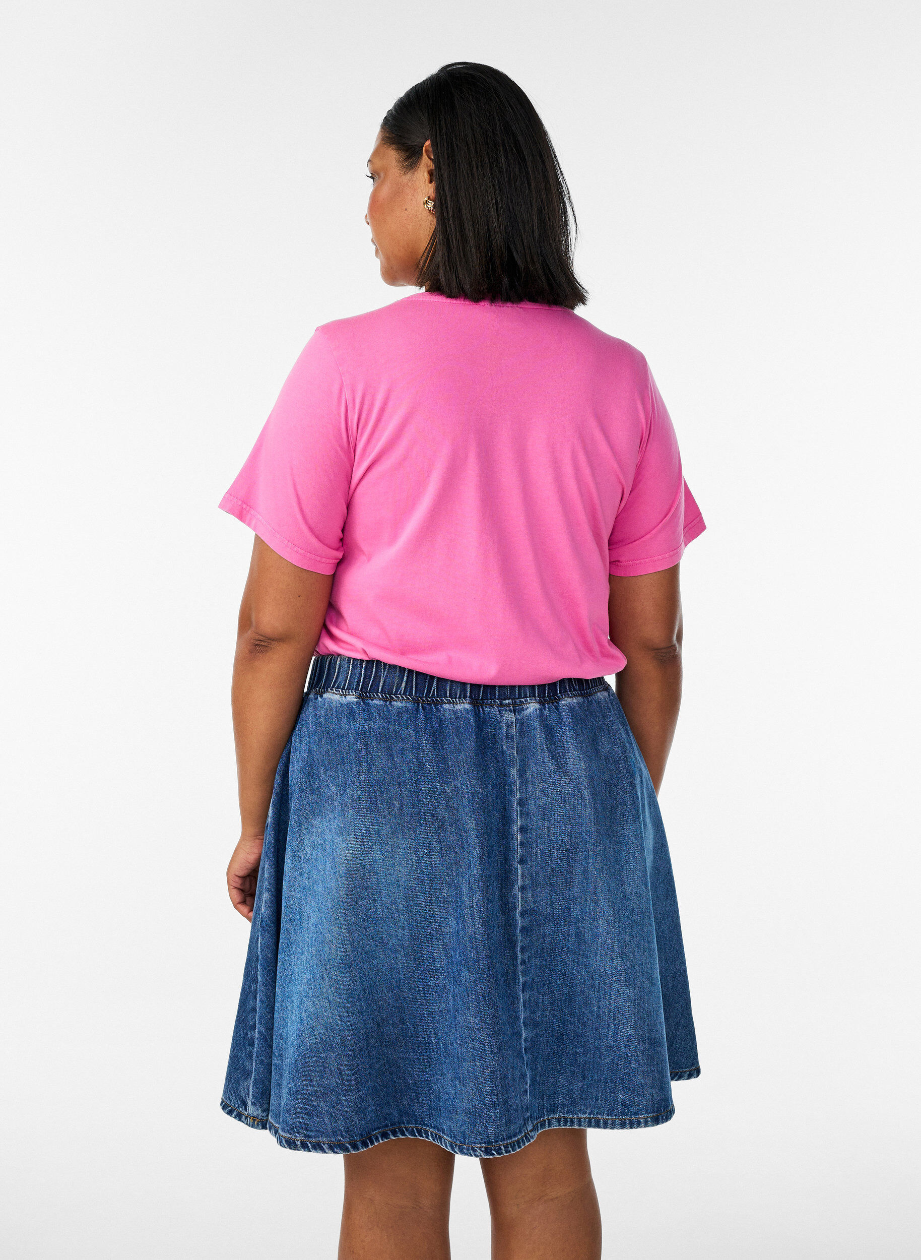 Zizzifashion Short denim skater skirt, Blue, Model image number 2