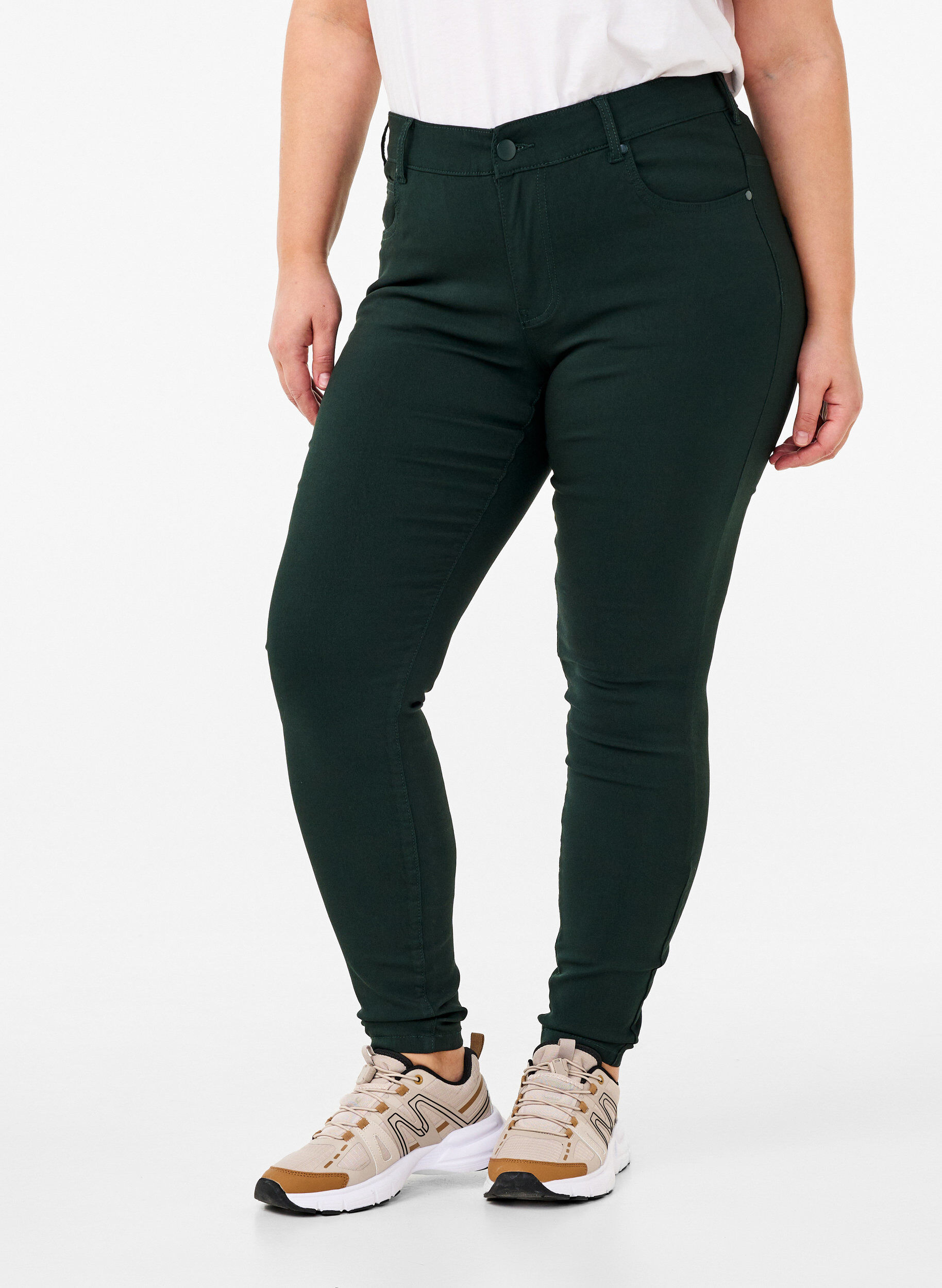Zizzifashion Slim fit trousers with pockets, Green, Model image number 2