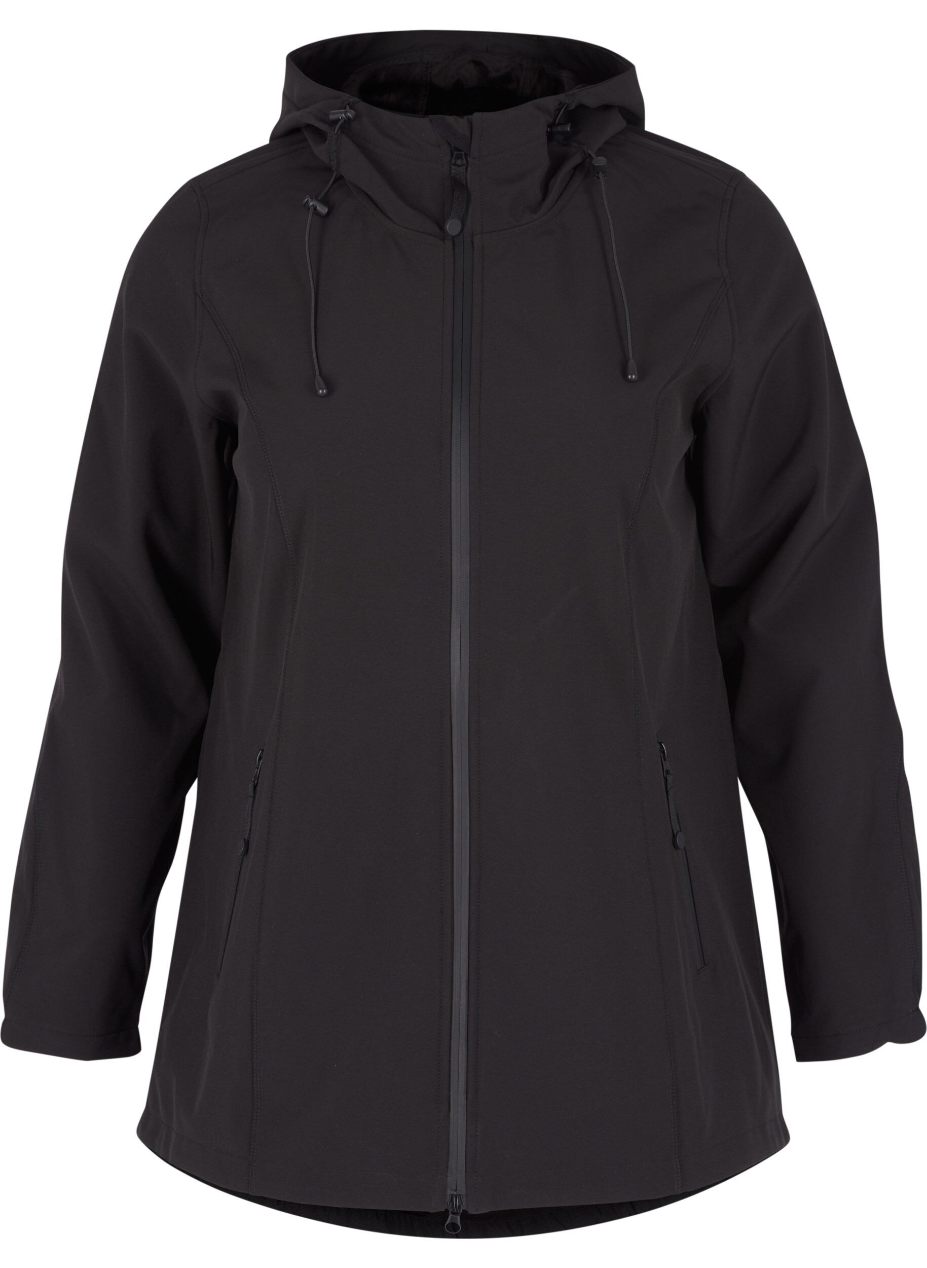 Zizzifashion Short, hooded softshell jacket, Black, Packshot image number 0
