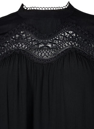 Dress in viscose with embroidered details, Black, Packshot image number 2