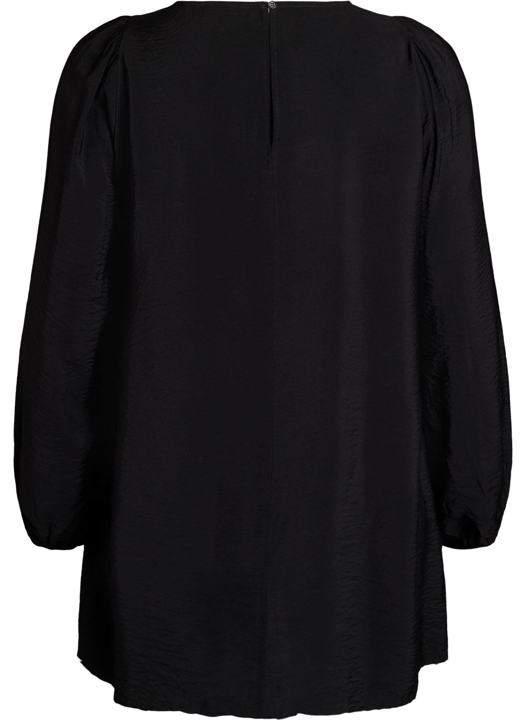 ZizzifashionTunic in viscose with lace detail, Black, Packshot image number 1