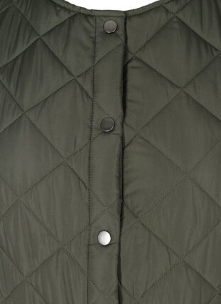 Long quilted vest with button closure and pockets, Forest Night, Packshot image number 2