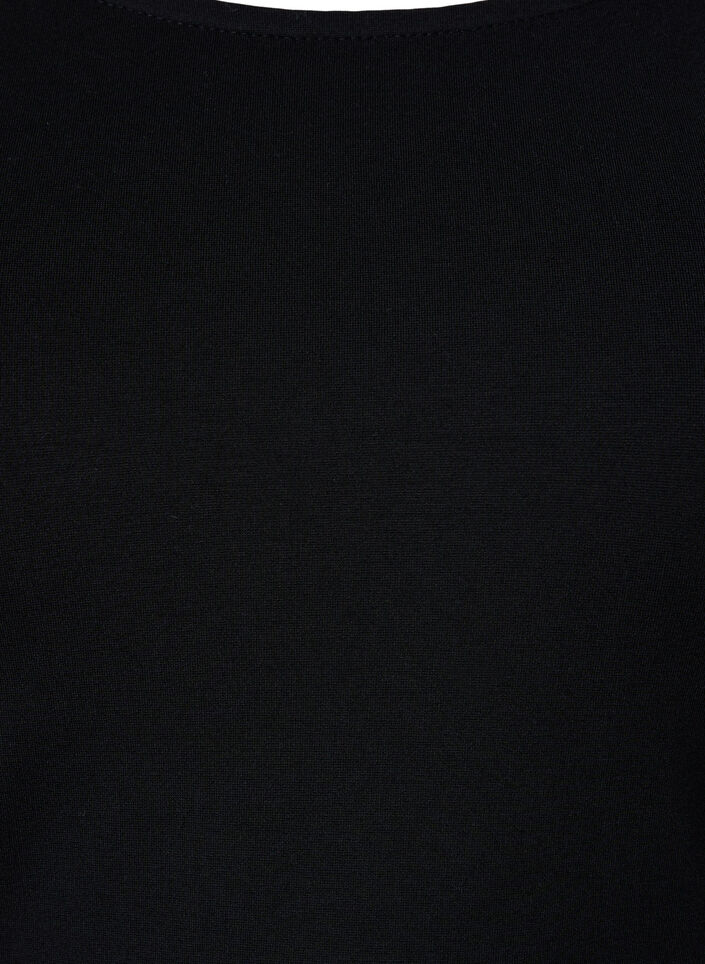 Monochrome dress with 3/4 sleeves and slit, Black, Packshot image number 2