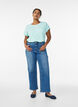 Short-sleeved cotton blend t-shirt, Turquoise, Model image number 1