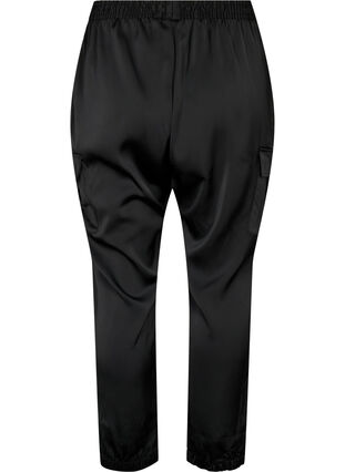Satin Cargo Pants, Black, Packshot image number 1