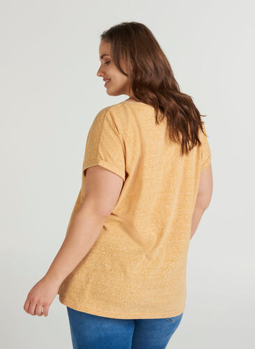 Marled cotton t-shirt, Mineral Yellow Mélange, Model image number 1