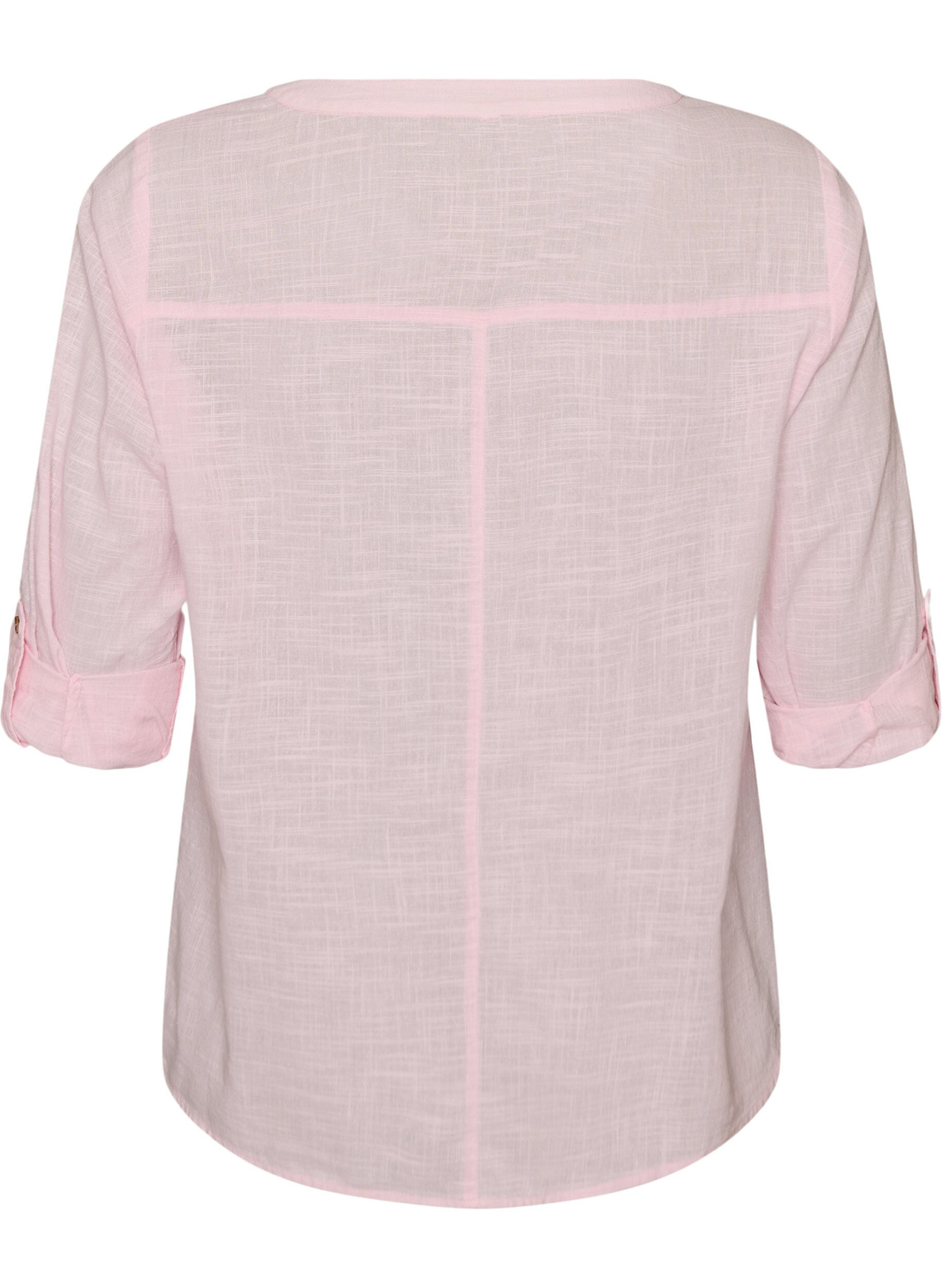 ZizzifashionCotton shirt blouse with a v-neck, Rose, Packshot image number 1