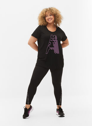 Sports t-shirt with print, Black w. Purple A, Model image number 2