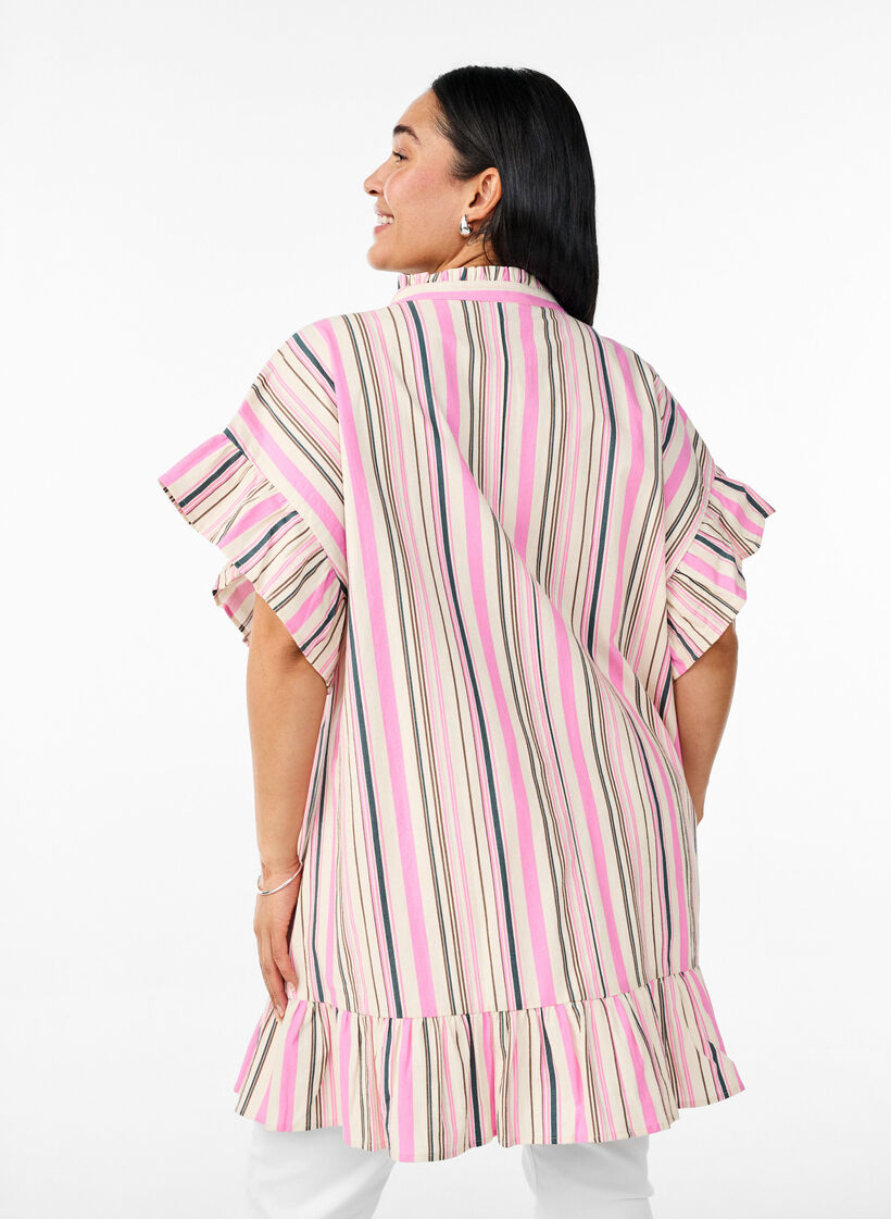 Tunic with V-neck and ruffle details, Vanilla, Model image number 2