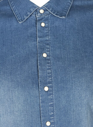 Denim shirt with puff sleeves, Blue denim, Packshot image number 2