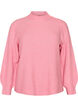 Ribbed jumper with puff sleeves and buttons, Pink, Packshot image number 0