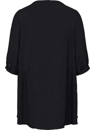 Viscose tunic with 3/4 sleeves, Black, Packshot image number 1